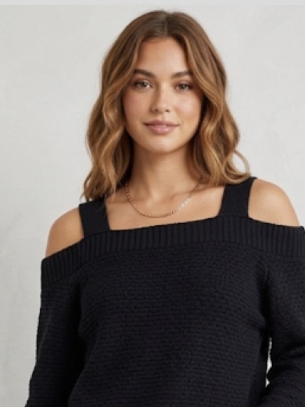 SO Black Off-the-Shoulder Knit Sweater
